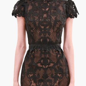 Marchesa Notte Black Lace with Nude Lining Chemise
